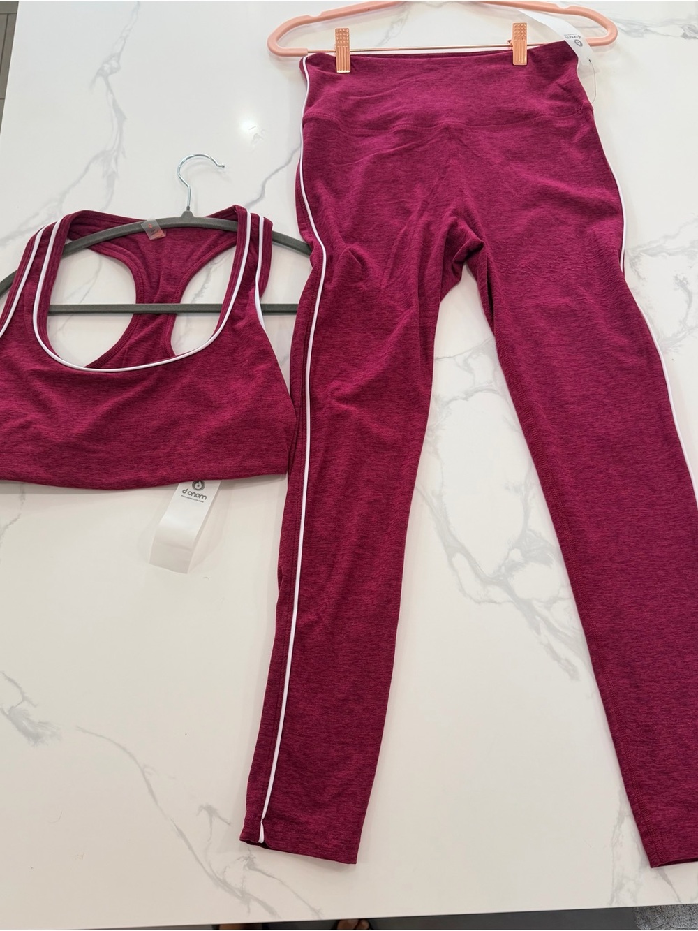 Mono B Berry Sports Bra with White Trim.